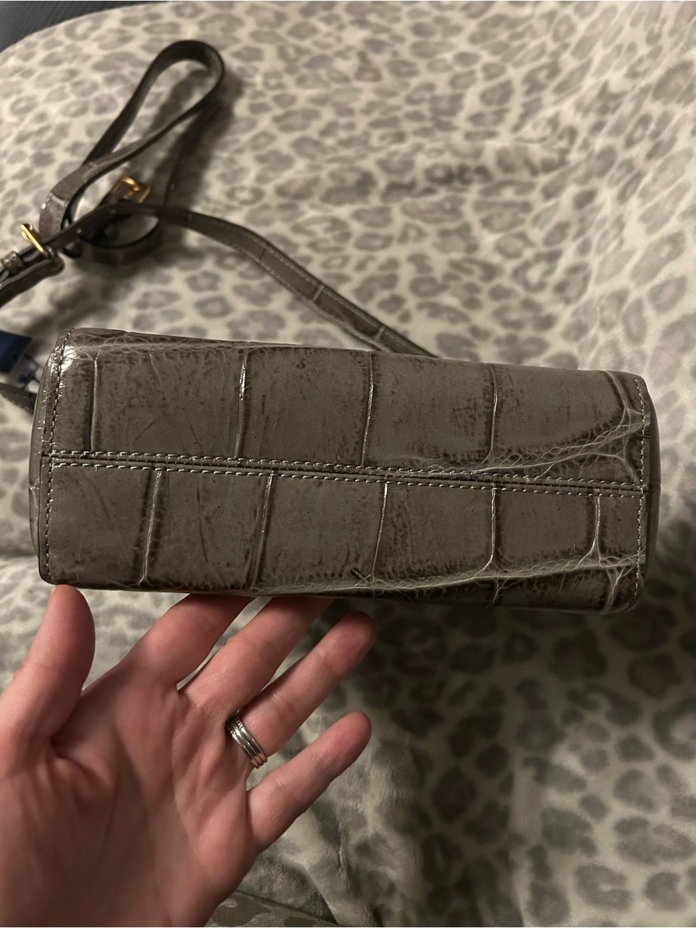 Dooney & Bourke Croc-Embossed Crossbody Bag in Olive - Picture 3 of 4